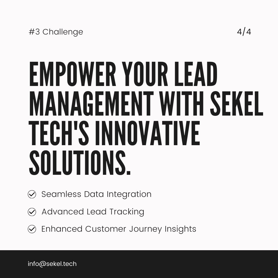 SekelTech's tweet photo. Unlock the potential of your business with Sekel Tech! Seamlessly integrate data, track leads with precision, and gain valuable insights into customer journeys. Elevate your lead visibility and management for success.

#leadvisibility #leadmanagementtool #sekeltech https://t.co/OcbG9EcUDU