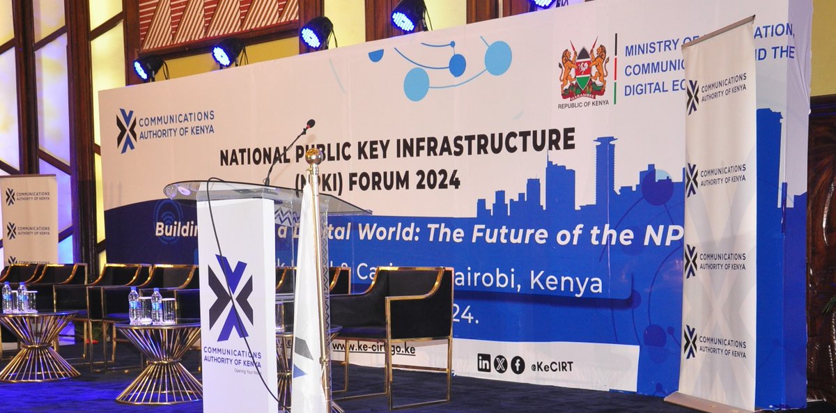 CA_Kenya's tweet photo. The National Public Key Infrastructure Forum kicks off in Nairobi bringing together cyber security experts from Kenya &amp; Africa to discuss strategies for strengthening digital economy thro' adoption of digital signatures. @KeCIRT @Mugonyid @MoICTKenya @marywambui_m #NPKIForum2024 https://t.co/JIHViekqNM