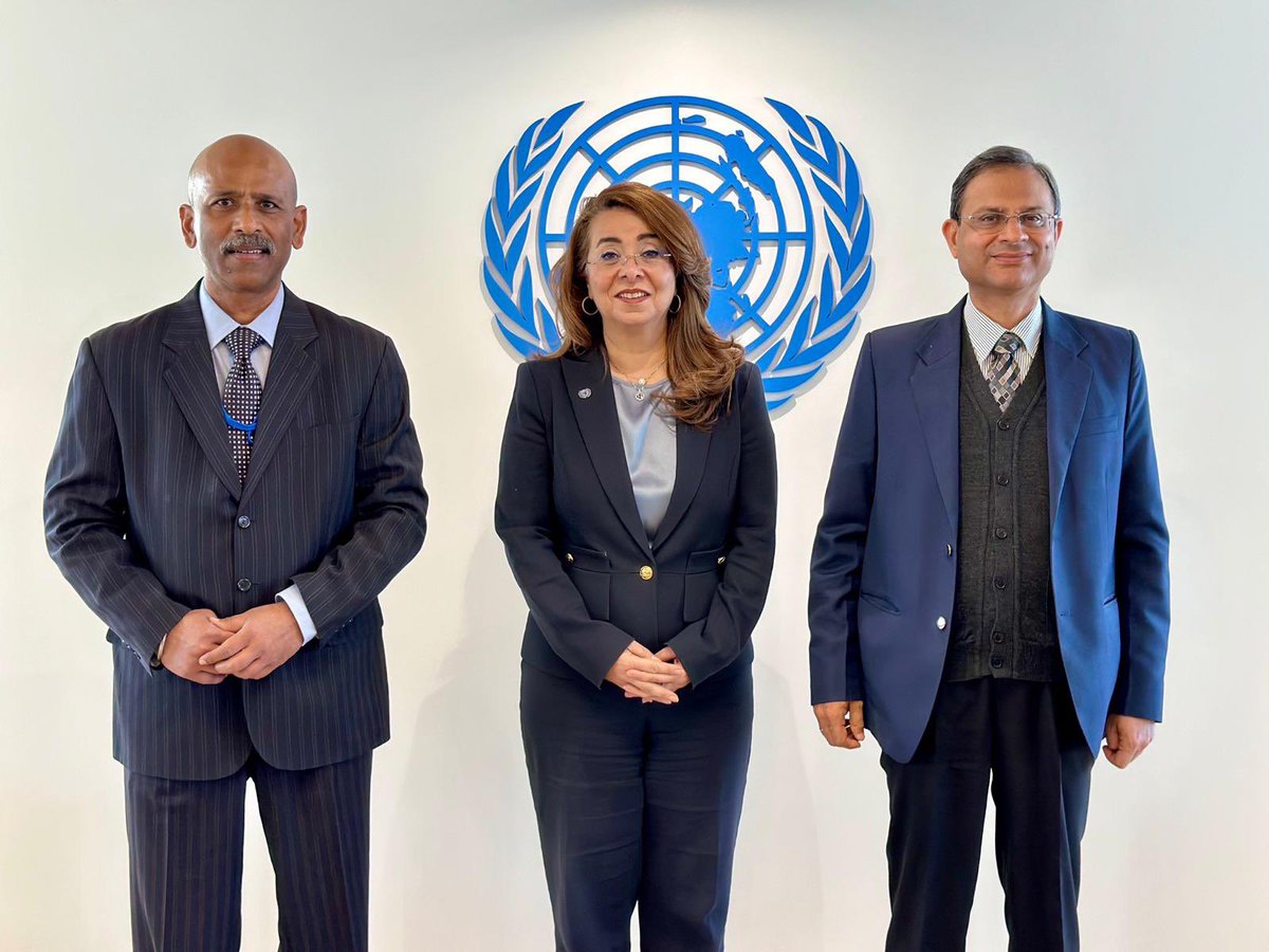 Yesterday @dg_ncb @satyaprad1 met Executive Director @UNODC @GhadaFathiWaly at her office in Vienna along with Sh Sanjay Malhotra Secretary Dept of Revenue, GoI on the occasion of #CND67 .Discussions were very constructive & fruitful & of mutual relevance. @HMOIndia @BhallaAjay26