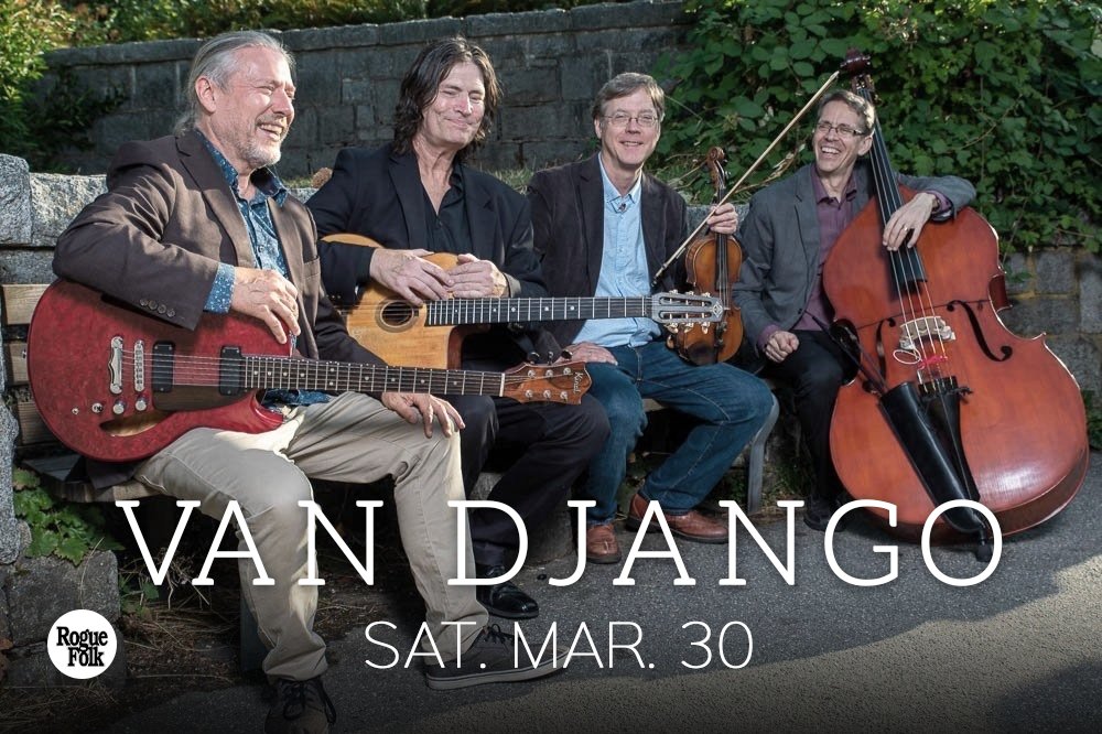 Vancouver’s own Van Django returns to the Rogue! Hear great Gypsy jazz of 30's Paris France and beyond - a night of energy & great rhythms. Live & streamed. Tix: tinyurl.com/2dam7wye