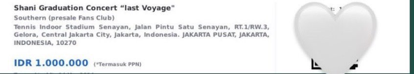 WTS Tiket Shani Graduation Concert "Last Voyage" JKT48

🎫Southern : 1.150.000 (3 Tix)
🎫Mediterra : 725.000 (2 Tix)

✅Ada Group Chat!
✅Trusted &amp; Diurus
✅INCLUDE SURAT KUASA!

#wtb #wts #zonajajan #zonauang #zonaba #jkt48 #LastVoyage #ShaniJKT48 #ShaniGraduation