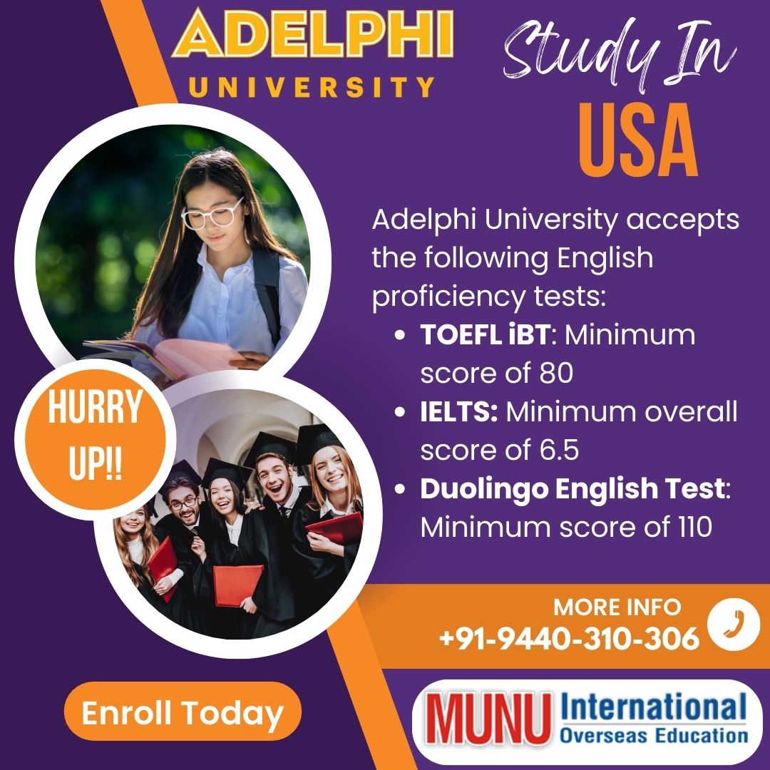 Munuconsultancy's tweet image. Adelphi University requires the following from Indian students for admission (requirements may vary slightly for undergraduate and graduate programs):
What are the Academic Requirements!!
For more information call now on: 9440-310-306
#adelphiuniversity #usaeducation #f1visa