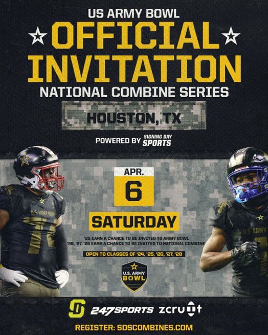 Blessed to be invited to the <a href="/ArmyBowlCombine/">USArmyBowlCombine</a> <a href="/jrutkowski288/">Justin Rutkowski</a>