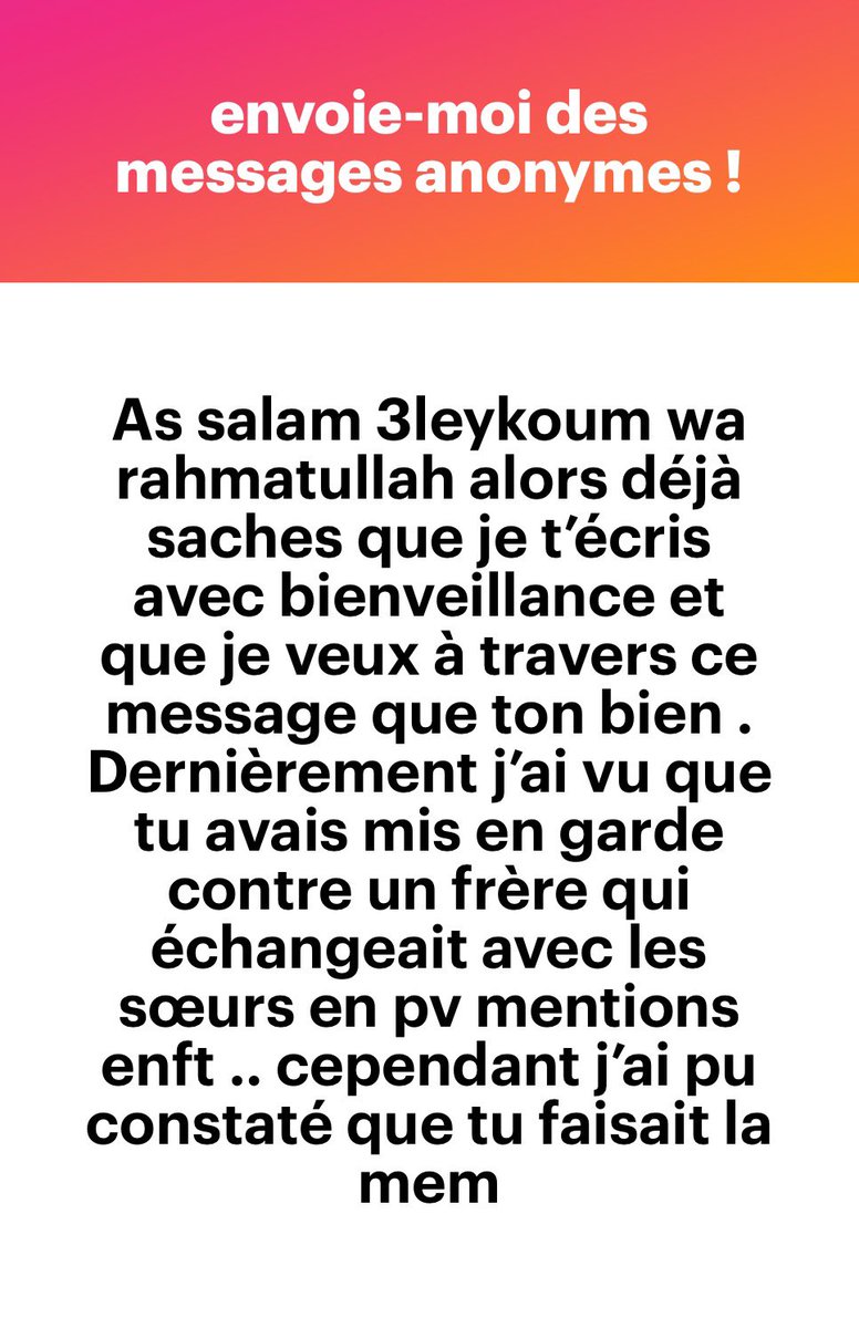 Pas du tout j’ai mit en garde car il usait de la religion pour dmd des choses aux femmes ( récitation du coran pas exemple) et après il leur dmd des truc bzr