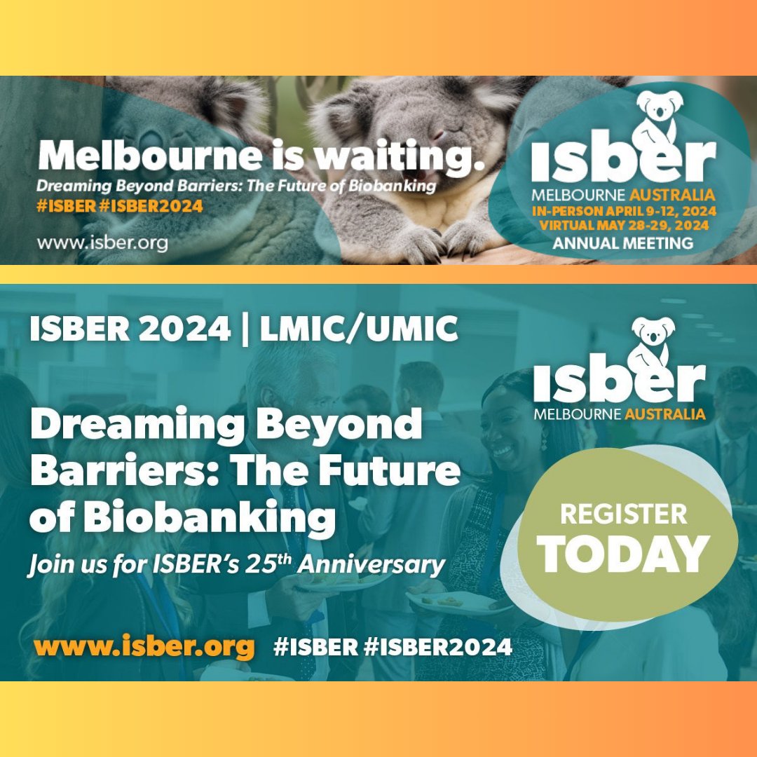 Hurry! Register for ISBER 2024 Annual Meeting at Melbourne, Australia. Register at: bbifoundation.org/news-articles/
#isber #isber2024 #biobank #conference #australia #registernow