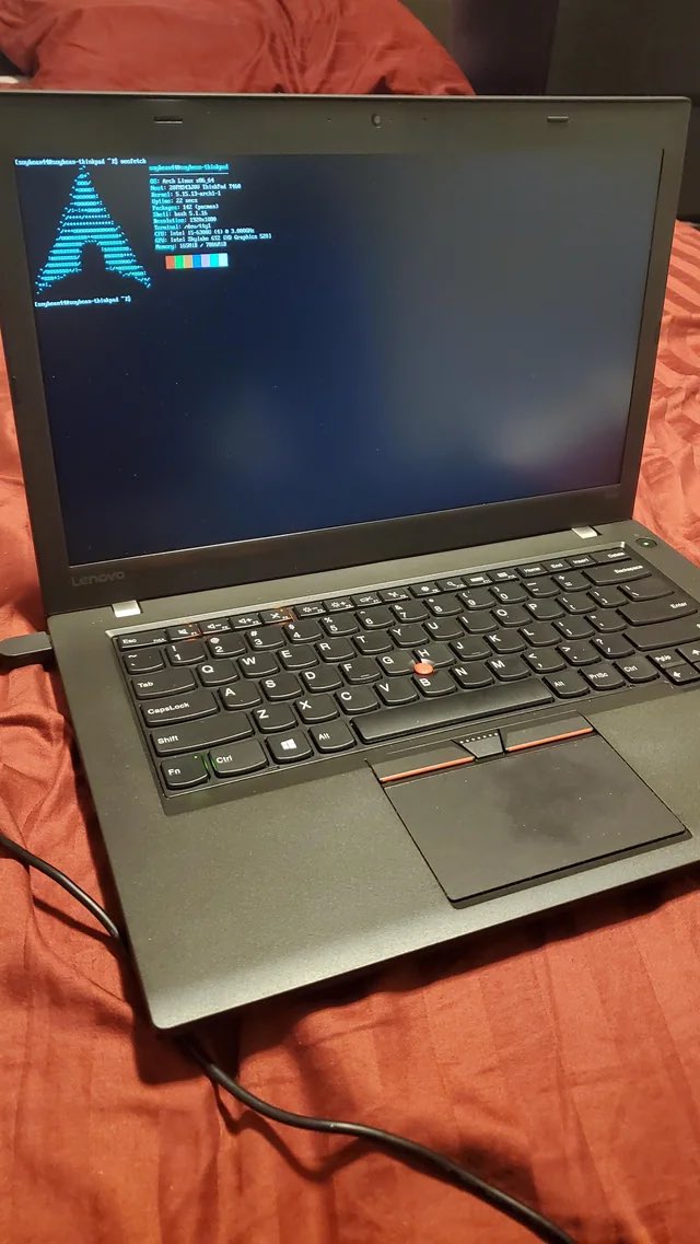 nixcraft's tweet image. men will literally buy used thinkpad and install arch linux instead of going to therapy