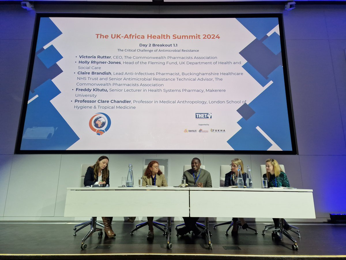 The Critical Challenge of AMR. Great panel session hosted by @ReturnoftheVIC with @ClaireBrandish1 @CW_Pharmacists Prof. Chandler @LSHTM and Holly Rhyner-Jones @FlemingFund @THETlinks #ukafricahealthsummit