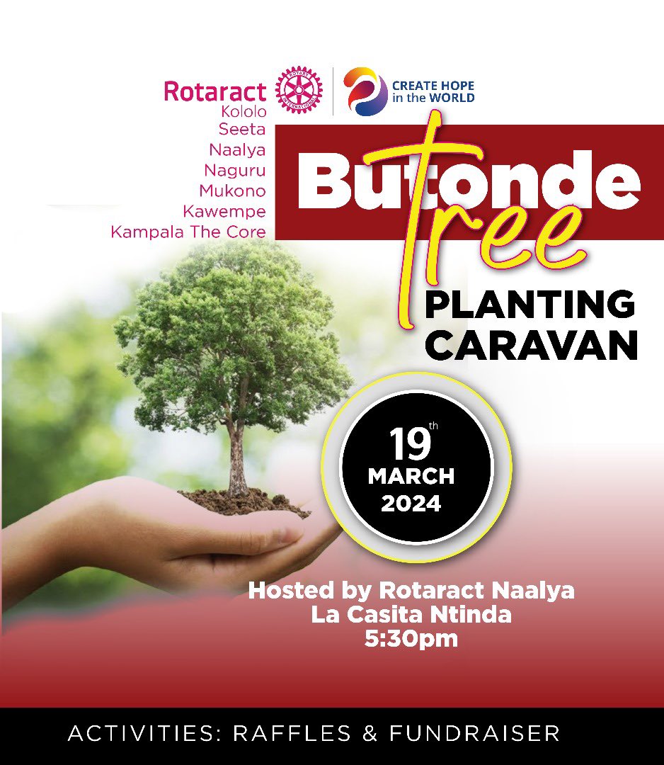 🌟🌴TREE PLANTING CARAVAN🌴🌟 The Core will be joining other Rotaract clubs in the Butonde Tree Planting Caravan today at La Casita Ntinda. This campaign is aimed at protecting the environment and the green spaces. Please join us😁🤝🌴