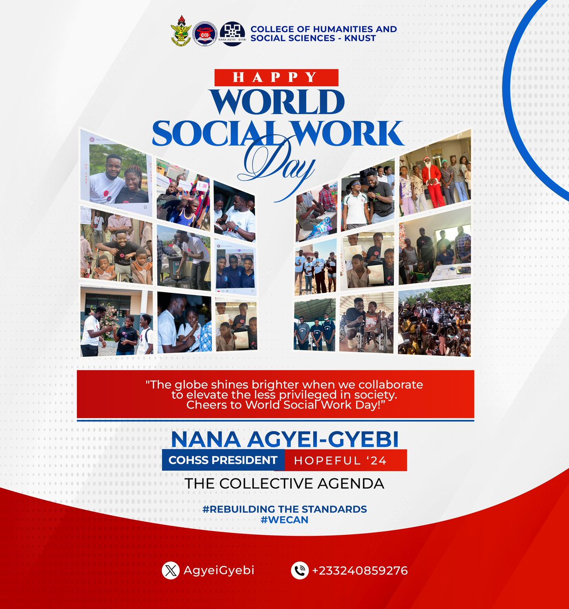 On this World Social Work Day, let us not only recognize the invaluable contributions of social workers but also reaffirm our commitment to supporting their vital work.
#WorldSocialWorkDay 
#ASSOWKKNUST 
#WSWD2024