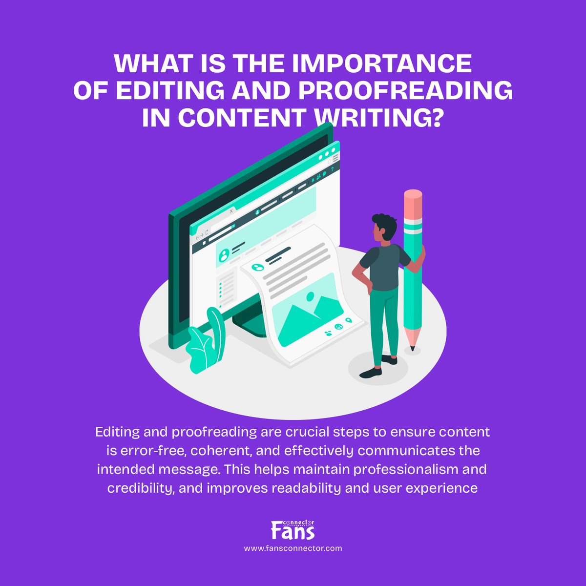 Fansconnector's tweet photo. "Attention content creators! 📝✨Editing and proofreading are essential for polished, error-free content that captivates your audience. Improve readability and credibility. Learn more at https://t.co/Q2ii2xG9fh! #ContentWriting #Editing #Proofreading" https://t.co/6KIZcuH4od