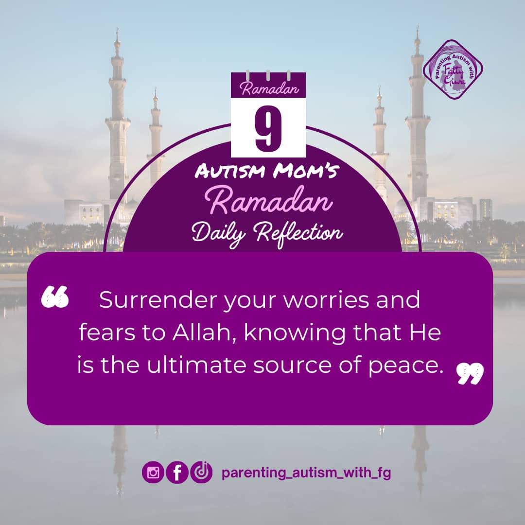 Allah is As-Salaam— The Giver and Source of Peace, The Perfection. He is the One who is the source of all peace and safety. Surrender whatever worries you have about your child to him and let him perfect them. 

#parentingautism #muslimfamily