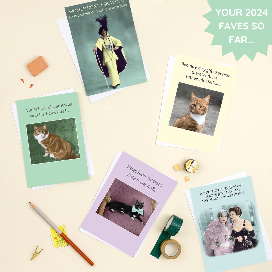 Here's your Top 5 bestselling cards of the year so far...and they're all designed by Cath herself! Guess she's still got it 😉⁠
⁠
~⁠
⁠
#cathtate #cathtatecards #humourcards #funny #greetingcards #greetingcarddesign #design #cardsuk #ukcards #stationerylover #smallbusiness