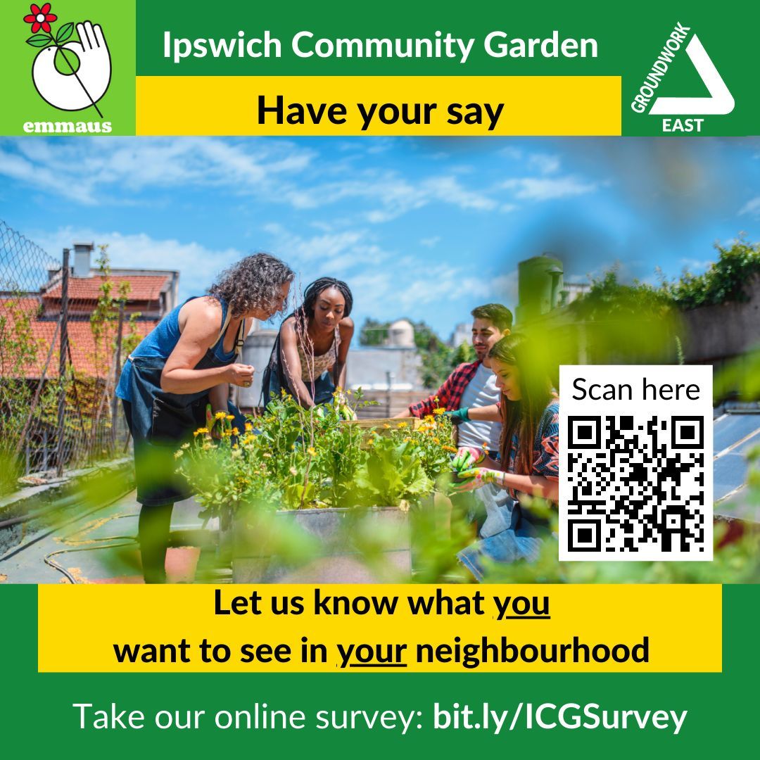 Ipswich resident? We are keen to know your views on food-related services and activities in your area 🍎 Fill out our survey here buff.ly/3Pgr7Gw, it will help us develop our work to better reflect the community. 
#Ipswich #FoodGrowing #Gardening #Community #Survey