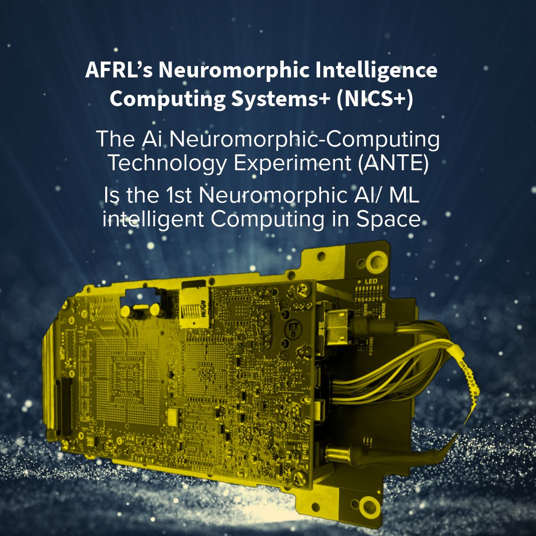 AFResearchLab's tweet photo. Starting us off is AFRL’ s Neuromorphic Intelligence Computing System+ (NICS+) a computer chip that functions more like a biological brain🧠.
#AFResearchlab | #TechTuesday | #AFTech https://t.co/F9n9UwKl6B