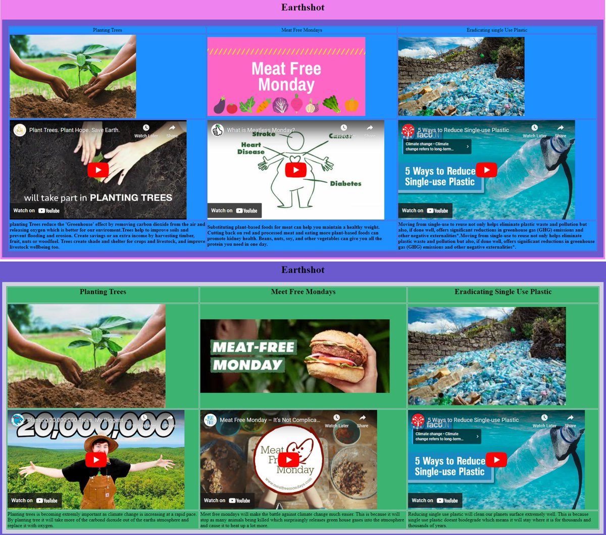 ComputingTac's tweet image. Year 9 have been working on HTML as part of their web design unit. Some excellent @TMAT_Earthshot themed web designs on display from Y9/C5 today 🖥️ #TAC #Earthshot #WebDesign