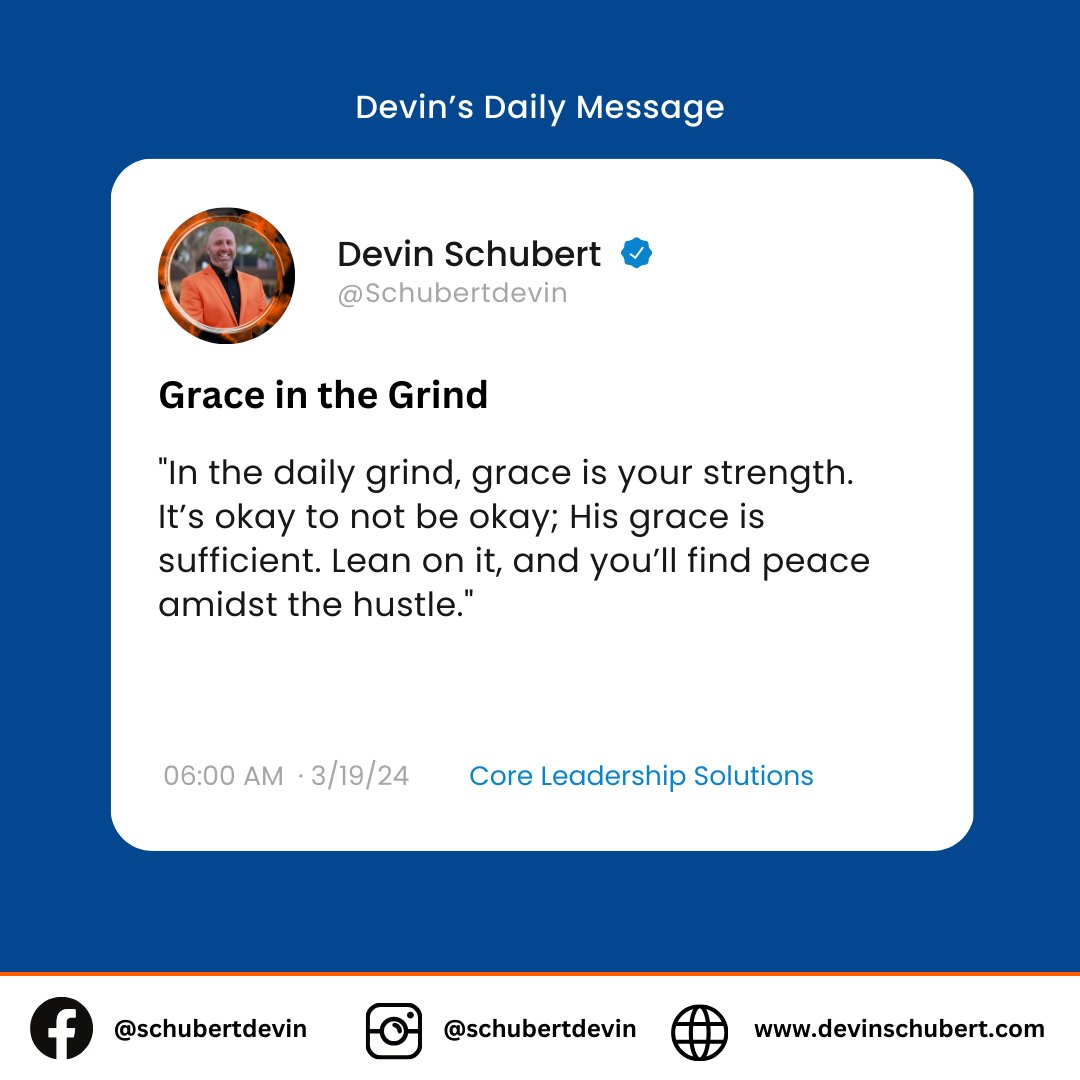 sparkingdevin's tweet photo. Grace in the Grind:

"In the daily grind, grace is your strength. It’s okay to not be okay; His grace is sufficient. Lean on it, and you’ll find peace amidst the hustle."

#DevinsDailyMessage #CoreLeadershipSolutions https://t.co/dpfgiZD5Dj
