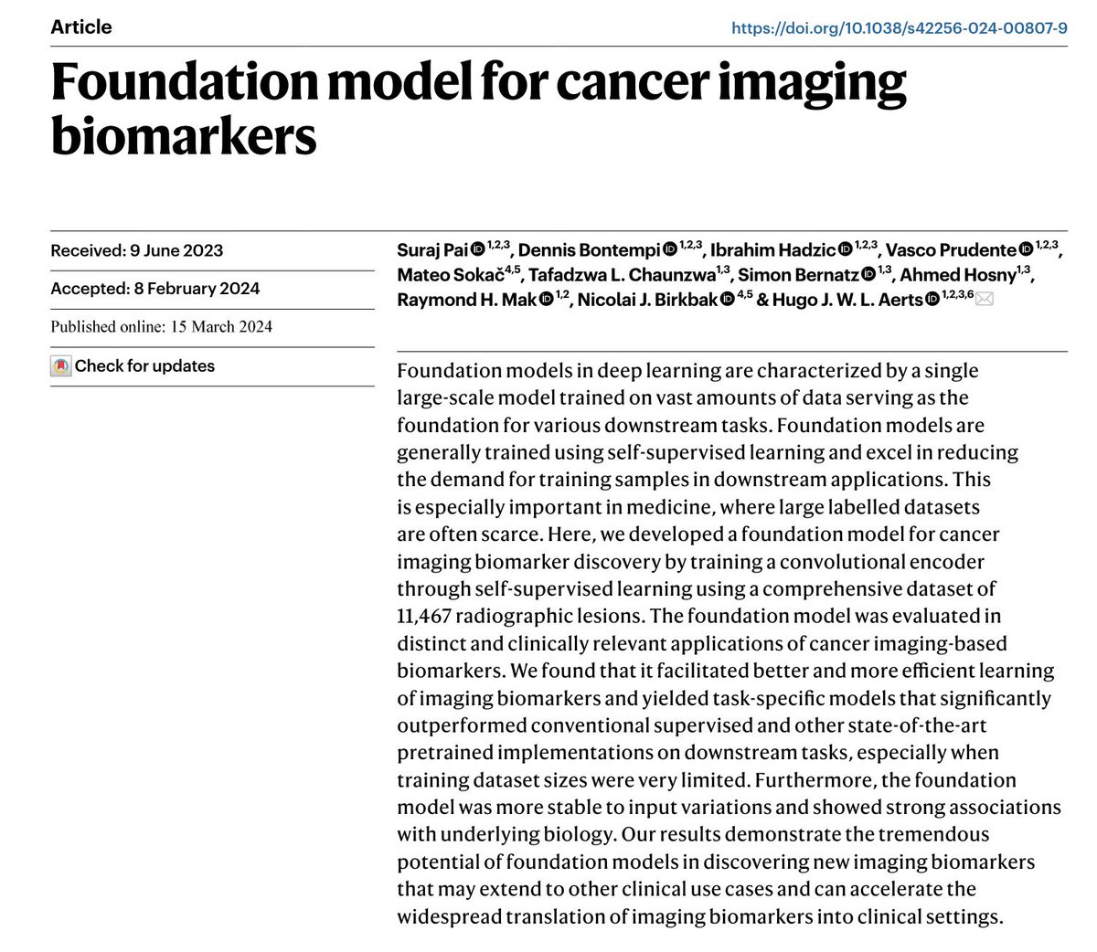 BSurajPai's tweet photo. Contrastive learning of representations can help discover quantitative imaging biomarkers for oncology! 
📝 https://t.co/a6GcB82ZmQ

☑️ Performant in low data
☑️ Resource-efficient
☑️ Robust to inter-reader and acquisition diff. 

@NatMachIntell @aim_harvard @BrighamRadOnc
🧵1/6 https://t.co/JbdPm9hbA0