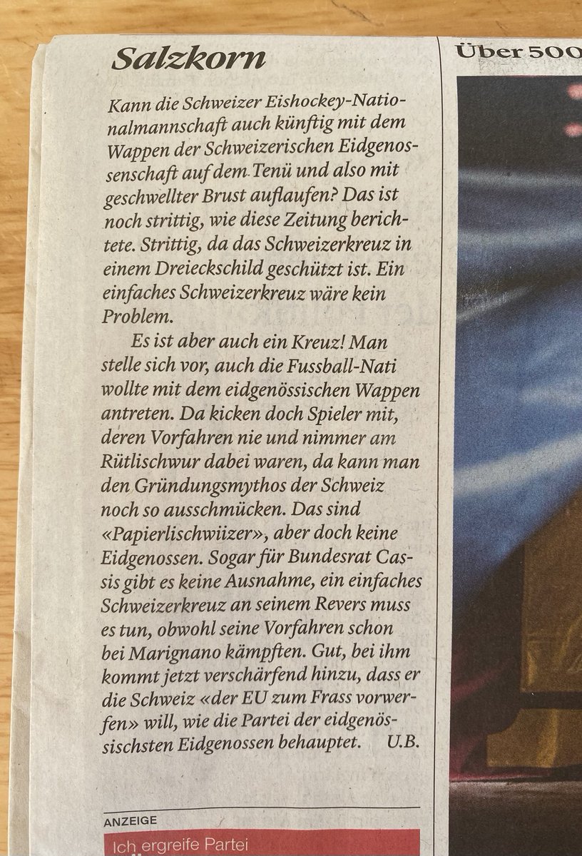 Heute in: St.Galler Tagblatt, Thurgauer Zeitung etc.