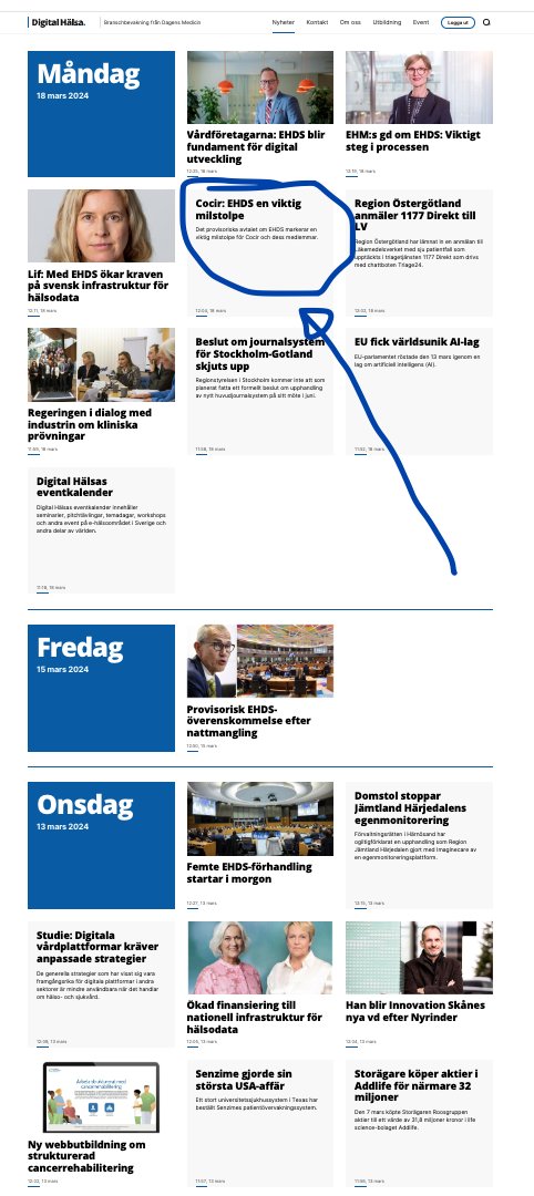 📢 🇸🇪 Calling #digitalhealth companies in Sweden ! 🗞️ Check out recent article in Digital Hälsa - COCIR: EHDS en viktig milstolpe digitalhalsa.dagensmedicin.se/cocir-ehds-en-… ✍️ and our position on #EHDS cocir.org/latest-news/po… 📧 Contact us if you are interested in joining our association