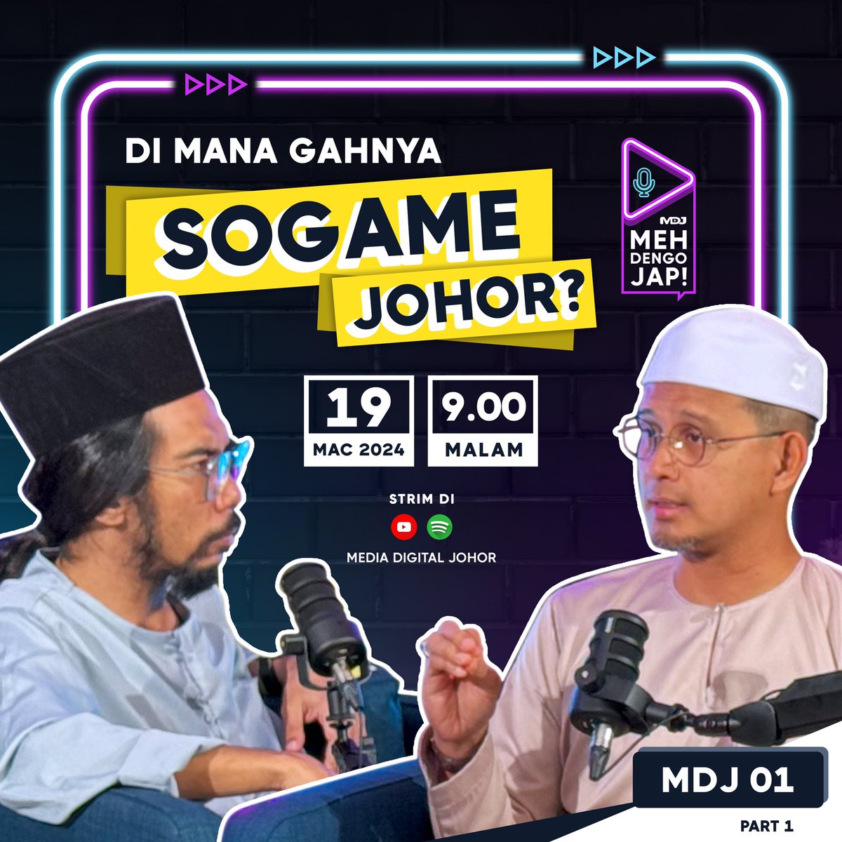 Bangsa Johor! 

Malam nanti selepas Solat Tarawih buat apa? Haa 'Lock' masa 'korang' untuk saksikan episod sulung Meh Dengo Jap bersama tetamu jemputan YB Haji Fared, Pengerusi Jawatankuasa Hal Ehwal Agama Islam Negeri Johor jam 9 malam ini.

#HaosEk #19puasa #azmannaim44mantra