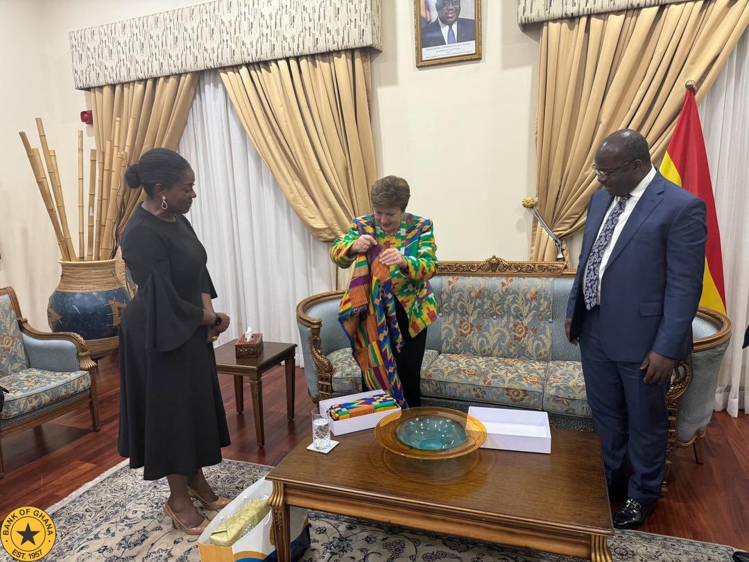 The IMF Managing Director, Kristalina Georgieva departed Accra on Monday, 18th March 2024, after a fruitful 2-day visit to Ghana. She was seen off by the Governor, Dr. Ernest Addison, the 1st and 2nd Deputy Governors of the Bank as well as the IMF Resident Representative in Ghana