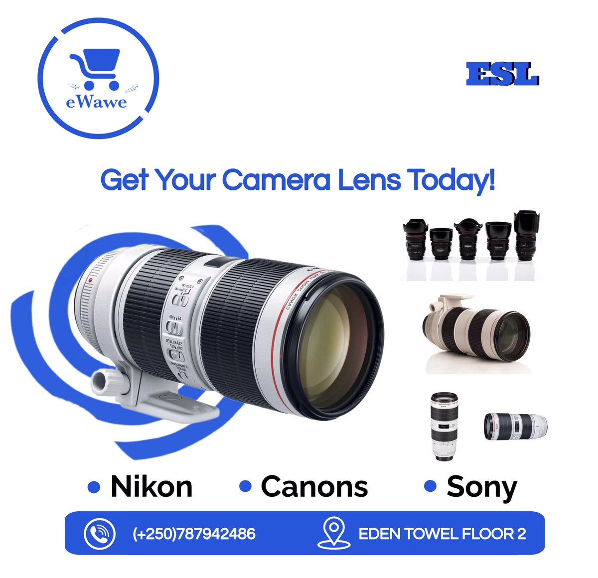 ESL brings the world of camera lenses to Kigali! You can now Upgrade your photography gear with us and get your lens in just 7 days. We offer Unlimited choices, top quality, and hassle-free delivery. Capture the world like a pro! @ewawe_ltd #ewaweltd #cameralens #kigali