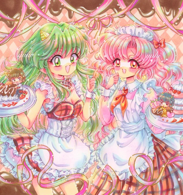 ラムちゃんランちゃんバレンタイン過ぎてるけど許して#uruseiyatsura#アナログイラスト 
