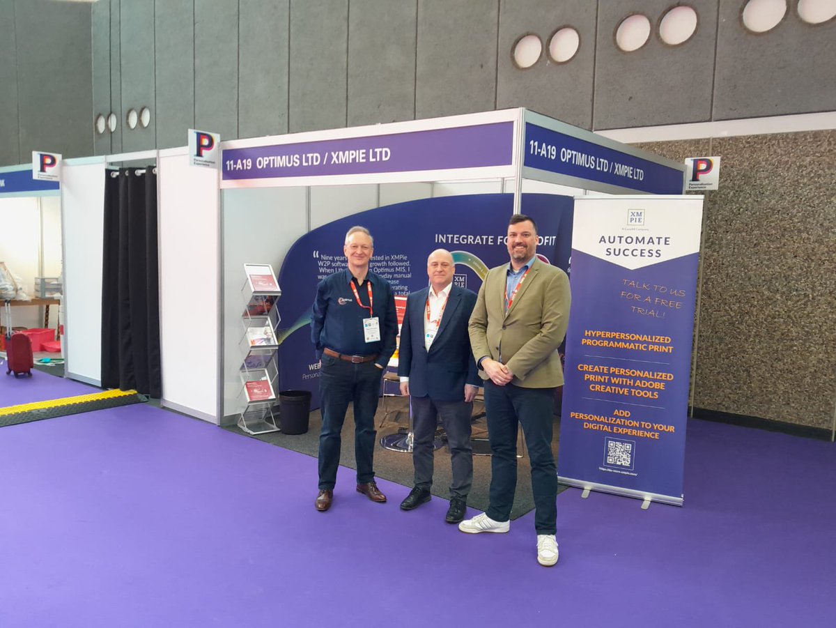 OptimusMIS's tweet photo. The doors are open at FESPA global, the team at @OptimusMIS_UK and @XMPie welcome you to our stand. Please come by to explore all things Web2Print &amp; MIS related. We are located in Hall 11 A-19 https://t.co/q00A7Ahck7