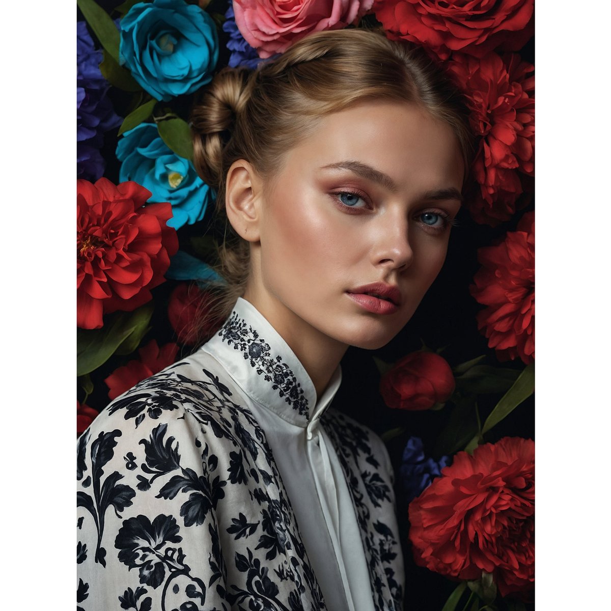 ✨ Experience timeless elegance in this stunning Vogue cover portrait! 💐👸 This young Russian model shines against a classic backdrop, her beauty enhanced by floral accents and Victorian-inspired attire. 📸✨ #FashionIcon #VintageCharm #VogueCover #leonardoai #magnificai 🌟