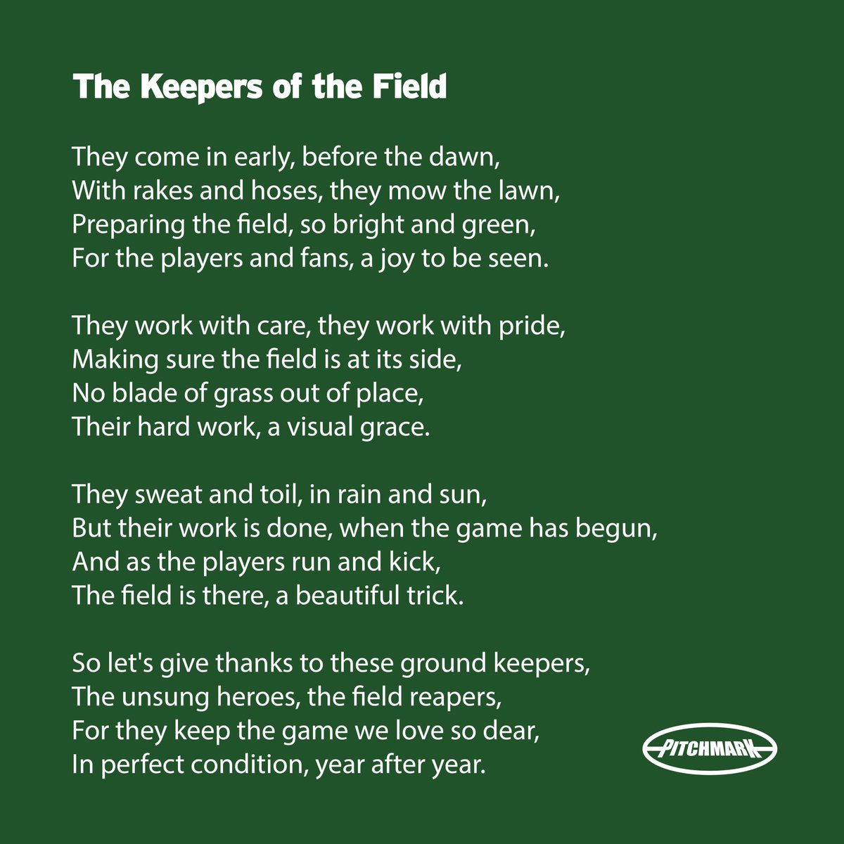 Seeing as it's #GroundsWeek, we asked ChatGPT to create a sports turf poem to celebrate... 

We'll let our followers be the judge 😬