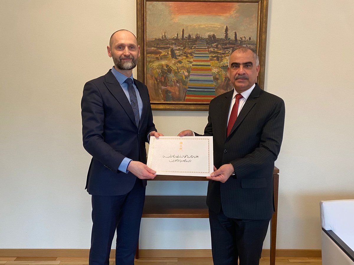 HE Badr Al Mantheri has presented a copy of his credentials as the non-resident Ambassador #Oman to #Estonia to HE Urmas Eigla, Chief of State Protocol of the Republic of Estonia.