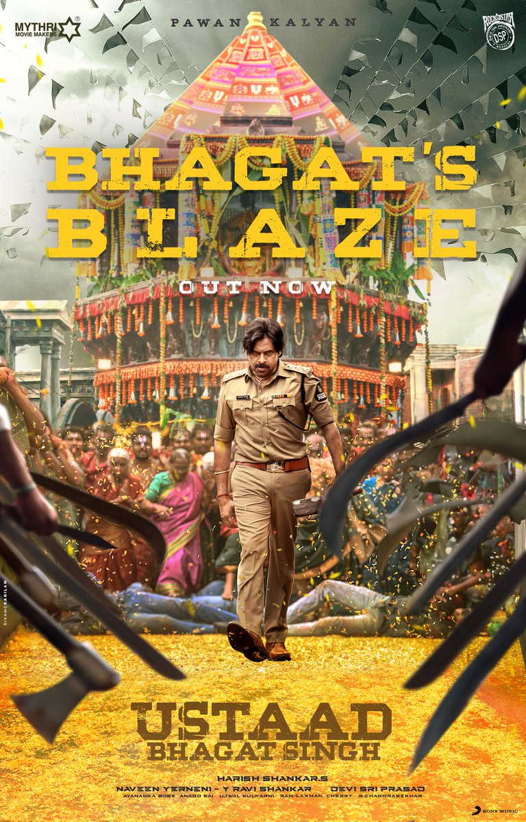 UBSTheFilm's tweet photo. #UstaadBhagatSingh is here with all guns firing 🔥🔥

𝐁𝐇𝐀𝐆𝐀𝐓'𝐒 𝐁𝐋𝐀𝐙𝐄 out now 💥💥
▶️ https://t.co/7rZ7vI2w0z

@PawanKalyan @harish2you @sreeleela14 @ThisIsDSP @DoP_Bose #AnandSai @UjwalKulkarni7 @MythriOfficial @SonyMusicSouth https://t.co/nzvhnMKrtD