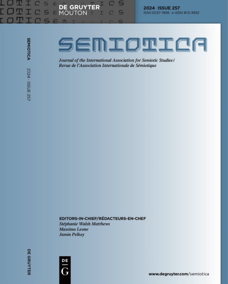 The new issue of "Semiotica.", Volume 2024, Issue 257, is OUT in OPEN ACCESS degruyter.com/journal/key/se…