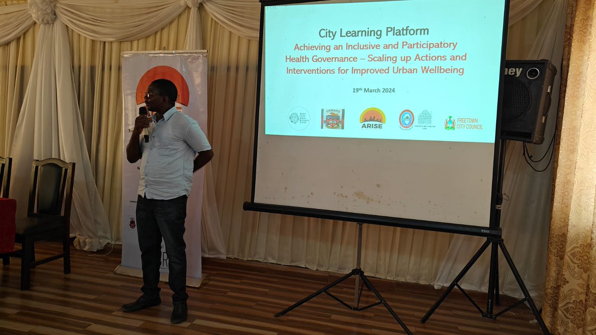 SLURC_FT's tweet photo. Excited to hold another #CityLearningPlatform together with @FCC_Freetown about 'Achieving an inclusive and participatory health governance' learning about how to scale up actions and interventions for improved wellbeing. Part of the @ARISEHub project @codohsapa and @COMAHS_USL https://t.co/Wus8nghin6