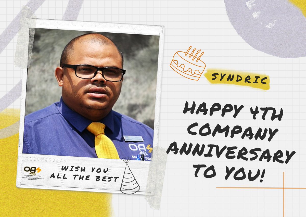 OAS_Utilities's tweet photo. Happy 4th year work anniversary! Your dedication and hard work are truly commendable. Thank you for being an integral part of our team. https://t.co/WAEqjyYmao