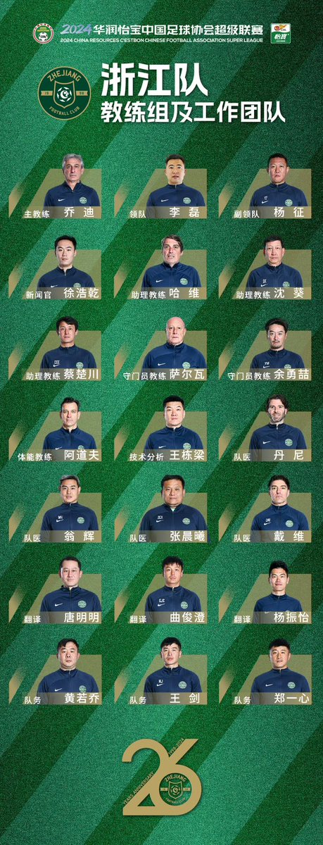 ZhejiangFC1998's tweet photo. #ZhejiangFC 2024 SQUAD https://t.co/MXZ0v1Z6xW