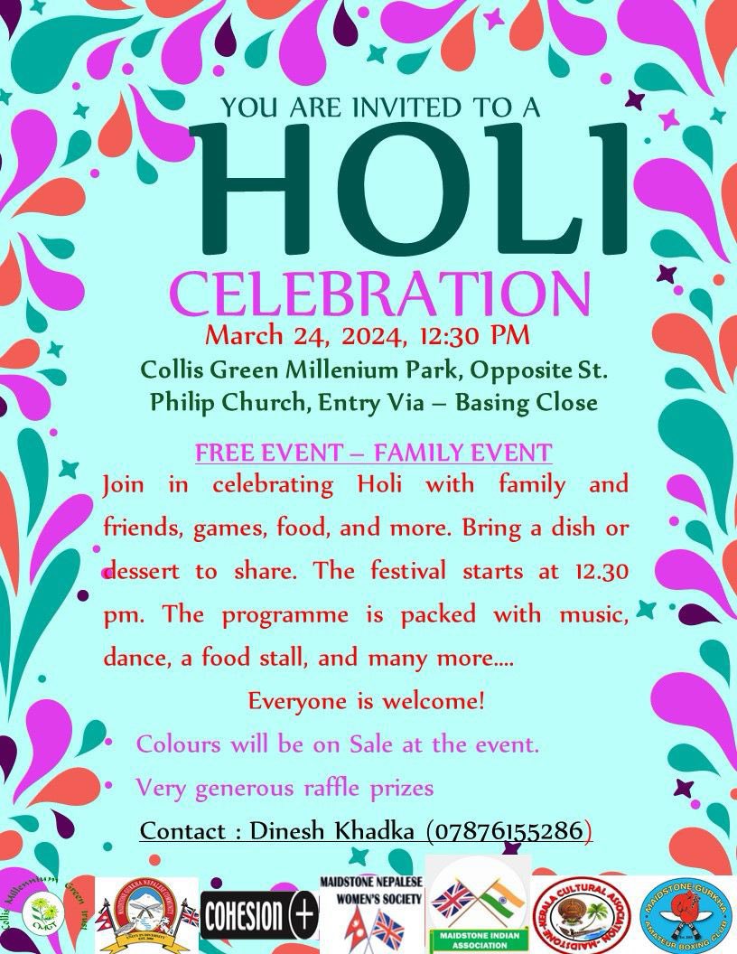 Final prep underway for the #Holi celebrations taking place this Sunday from 12.30pm at #CollisGreen Millennium Park with some great #music #food and lots of #colours supported by <a href="/NepaliWomenMNC/">Maidstone Nepalese Women's society</a> <a href="/MNCMaidstone/">MaidstoneNepaliComm</a> <a href="/dkhadka024/">Dinesh Khadka</a> <a href="/cohesionplus/">Cohesion Plus</a>
