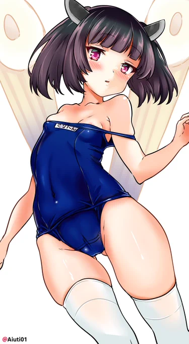 スク水胸チラきりたん 