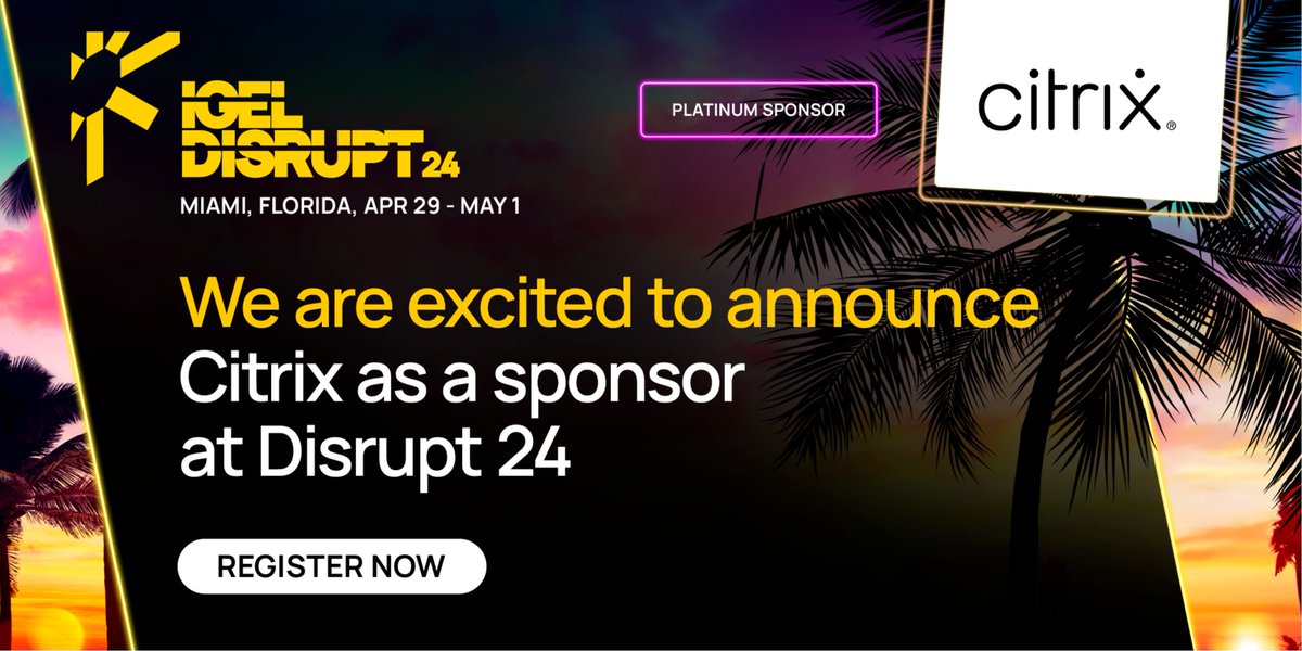 We are excited to announce Citrix at a sponsor @ Disrupt 24. Get ready to immerse yourself in all things EUC, endpoint security, digital workspaces, and more. This is the only event, expo, and technical bootcamp you need to be at this year. #euc bit.ly/3IKEueC