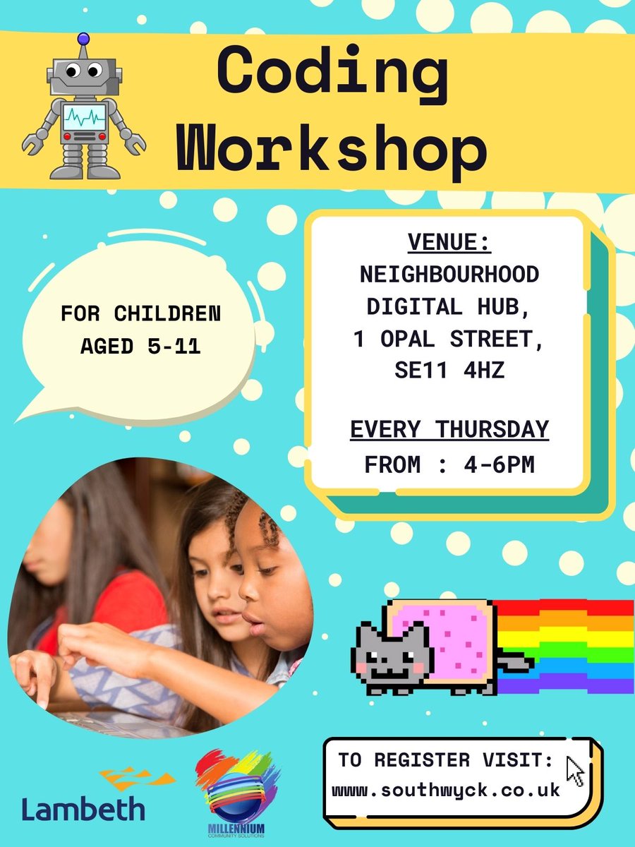 We still have spaces available for our Coding Clubs on Thursday and Saturday at Kennington! Thursday sign-up >> bookthatin.com/link/O6NILH Saturday sign-up >>bookthatin.com/link/4QI48I Our coding and STEM education programs are designed to inspire and empower young minds!