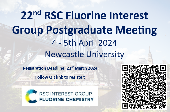 There are just 3 days left to register for the RSC Fluorine Interest Group Postgraduate Meeting! Don't miss out! Register here by 21st March: rsc.org/events/detail/…
