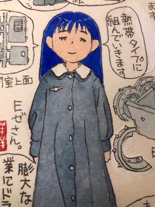 【モケイネゴト】髪を青く塗ったよ!ぼっちちゃんアニメ観てずっとベースの子(山田さん)の真似がしたかったのでした。滅多に使わないコバルトブルー投入。 