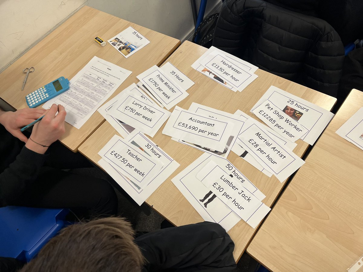 S1 enjoying their wages and salaries task this morning!💷 <a href="/theparkmains/">Park Mains High</a>