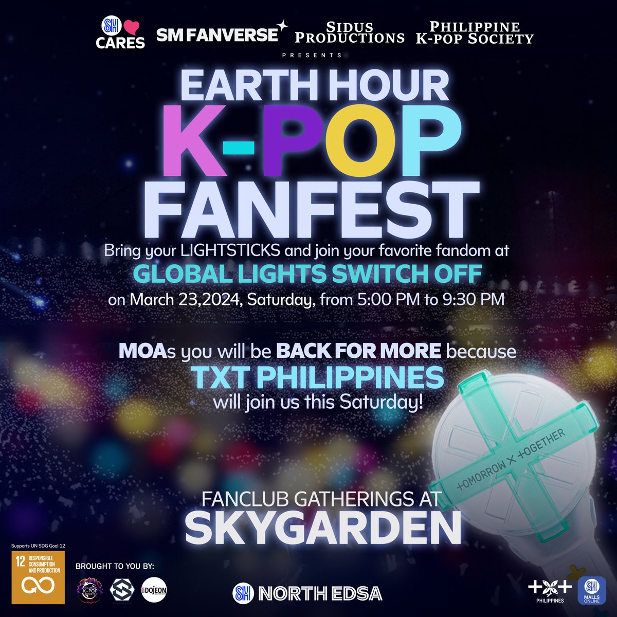 onedreamtxtph's tweet photo. Ready your MOABONG, as we celebrate ๐๐๐ฅ๐ง๐ ๐๐ข๐จ๐ฅ ๐-๐ฃ๐ข๐ฃ ๐๐๐ก๐๐๐ฆ๐ง at SM North Edsa, Skygarden! ๐ซฐ๐ป๐โจ
Join your favorite K-POP Fandoms with their pocket activities happening at the Skygarden from 5:00pm and meet us in an ๐๐๐ซ๐ญ๐ก ๐๐จ๐ฎ๐ซ ๐๐จ๐ง๐๐๐ซ๐ญ ๐๐ญ ๐๐ก๐ ๐๐ฅ๐จ๐๐ค ๐๐ญ๐ซ๐ข๐ฎ๐ฆ ๐๐ญ ๐:๐๐๐ฉ๐ฆ in supporting the ๐๐ฅ๐จ๐๐๐ฅ ๐๐ข๐ ๐ก๐ญ๐ฌ ๐๐ฐ๐ข๐ญ๐๐ก ๐๐๐ for Earth Hour this coming March 23, 2024 ๐ซ
Hereโs how to pre-register :
1. Download SM Malls Online app on App Store or Google Play or click https://t.co/UX4AxMDHIF
2. Pin location to SM North Edsa & find the coupon under Deals Near You
3. Swipe to redeem Event Pass
4. Show your Event Pass at the venue registration booth at The Block Atrium, Level 2, SM North Edsa and claim your physical access ticket to all fandom areas!
Registration is open from March 18 - March 23, 2023 ๐ซฐ๐ป
#EverythingIsHere
#YoureAlwaysWelcomeHere
#KPOP #EarthHour
#SupportingCommunities
#ElectronicWasteCollection