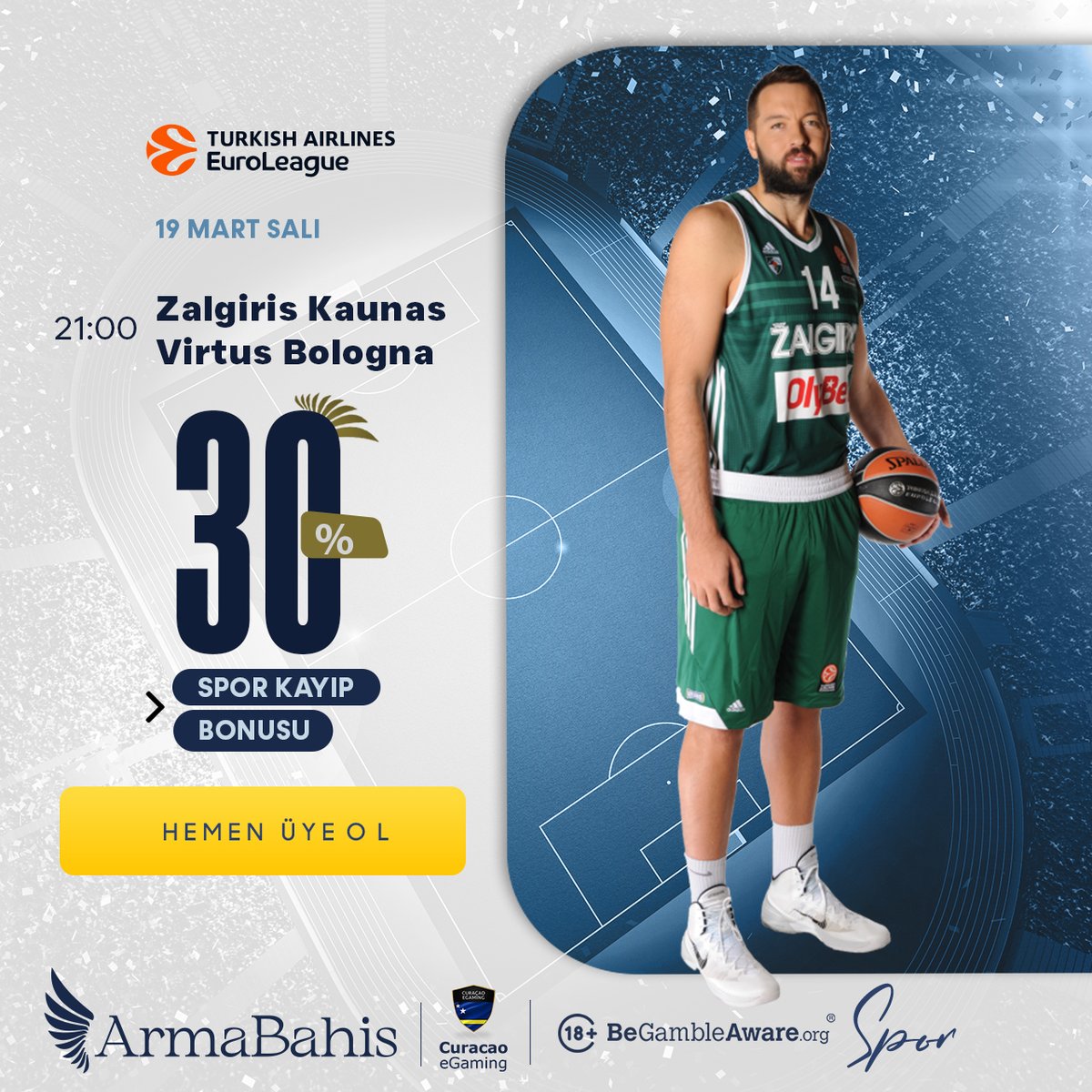 ❇️ #AvrupaLigi

⚽️  #ZalgirisKaunas   vs #VirtusBologna

🎁Spor Özel %30 Spor Kayıp Bonus

🗓 19 #Mart   , #Salı  | ⏰ 21:00

💙 KAZANMAK İÇİN OYNA 

🌐 t2m.io/ArmaSosyal2

#AvrupaLigi