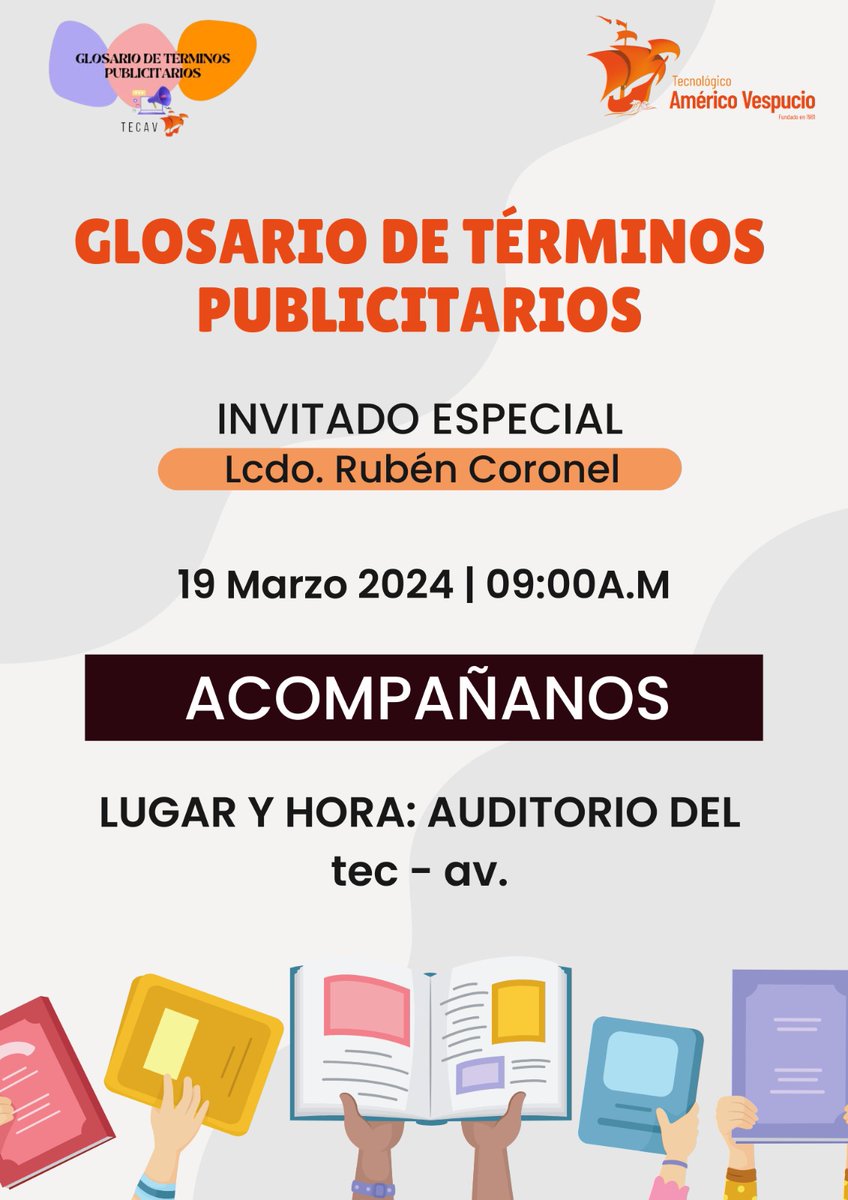 Los estudiantes de 4to semestre de la carrera de Publicidad y Mercadeo invitan a toda la comunidad educativa al evento "Glosario de Términos Publicitarios" 

¡Bienvenidos a bordo!

#tecav #IutavEstecav #somoseltecnologico #Mitecnologico