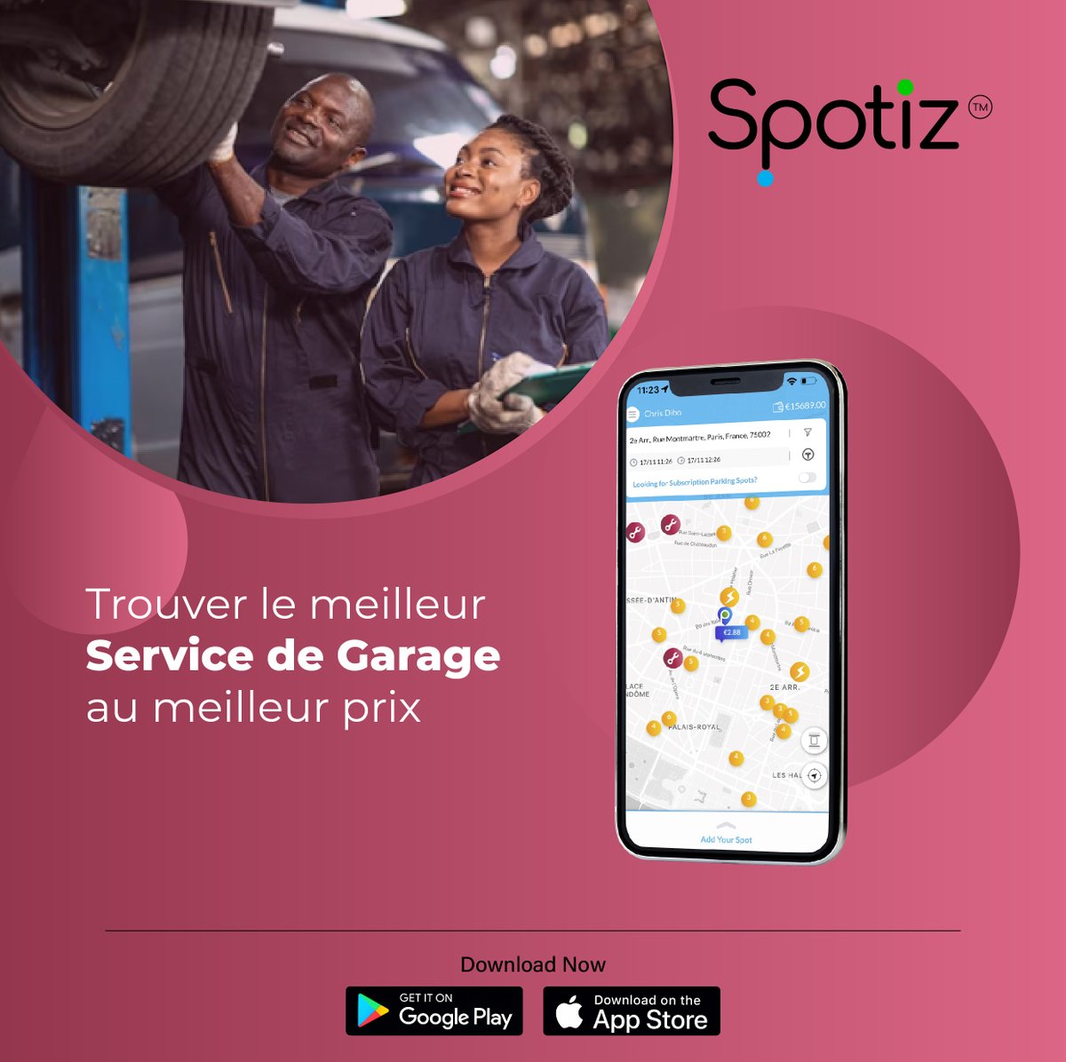 AppSpotiz's tweet photo. N'attendez plus pour simplifier votre #vie #automobile ! Téléchargez @AppSpotiz dès maintenant et roulez en toute sérénité. Trouvez le meilleur service de #garage au meilleur #prix !
#Spotiz #RéparationAuto #MaintenanceAuto #CotedIvoire 🚗🔧💚🇨🇮 https://t.co/rTtKTOpfH8