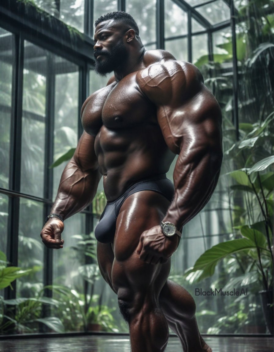 BlackMuscleAI's tweet photo. Glasshouse Serenity - 2 #aimuscle #aihunk #blackmuscleai https://t.co/UJSchYLJPJ