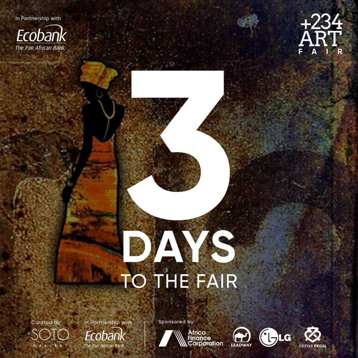 ecobank_nigeria's tweet photo. Just 3 days to the maiden edition of the +234 Art Fair, Lagos.
Join us on an exhilarating journey into the world of art from a vibrant collective of budding and emerging talents - each one representing the pinnacle of their craft and taking us on a journey with their art. This is one experience you don't want to be told about.
Venue: Ecobank Pan-African Center, 270 Ozumba Mbadiwe.
Date: 22nd - 31st March 2024
Access: FREE
#Plus234ArtFairLagos #CuratedCollection
#SupportEmergingArtists #ArtExperts #LagosArtFair #MeetTheArtists #ArtLovers #SupportLocalArtists
#CreativeExpression #DiversePerspective