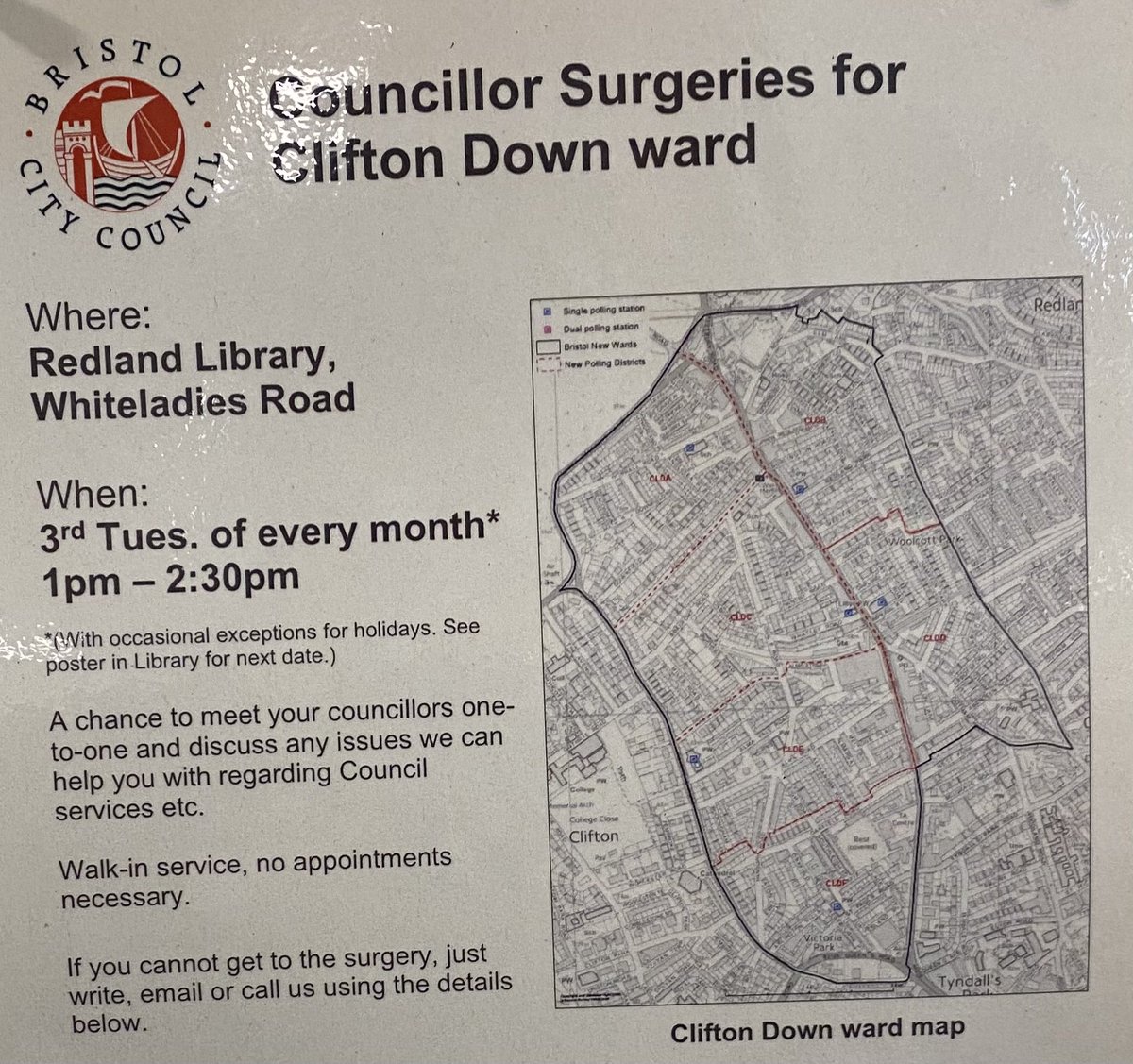 SaveRedlandLibr's tweet image. Unfortunately, #Bristol’s #RedlandLibrary is closed from 1pm to 2pm on Tuesday 19th March.

What’s happening to today’s Councillor Surgery?
